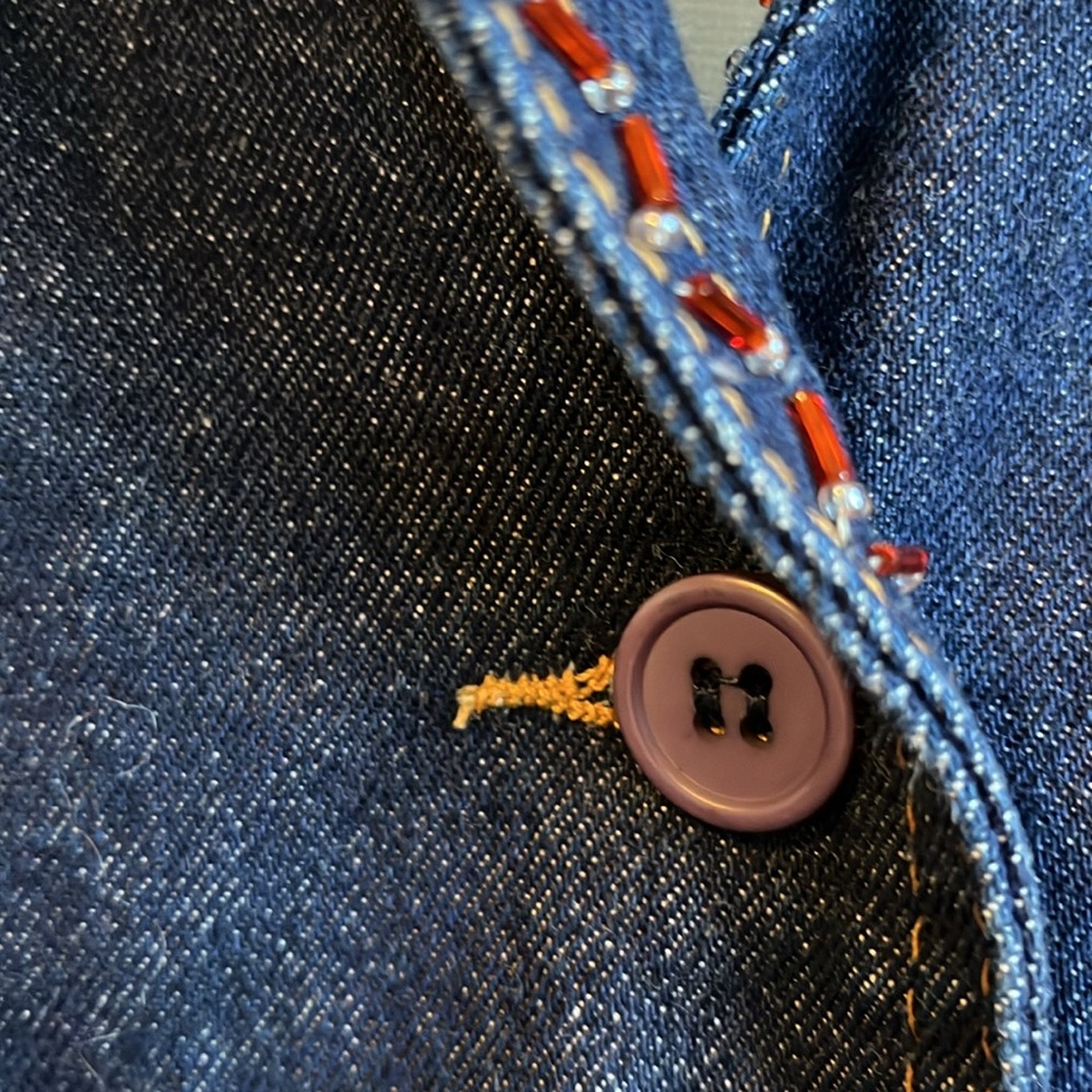 Boone Industries Denim Duster Button up Coat Beads & Modern detail Made in USA - Picture 8 of 17